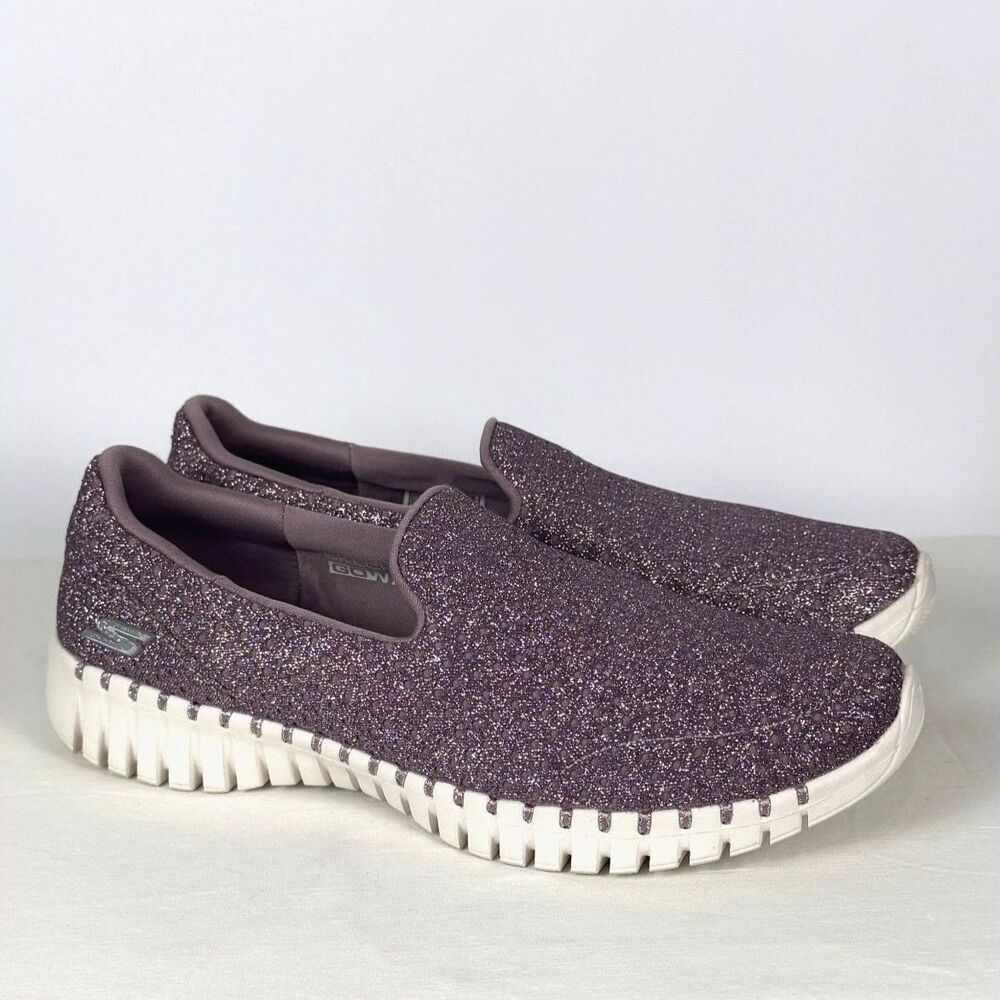 Skechers Go Walk Air Cooled Goga Mat Slip On Pink Glitter Womens 10W